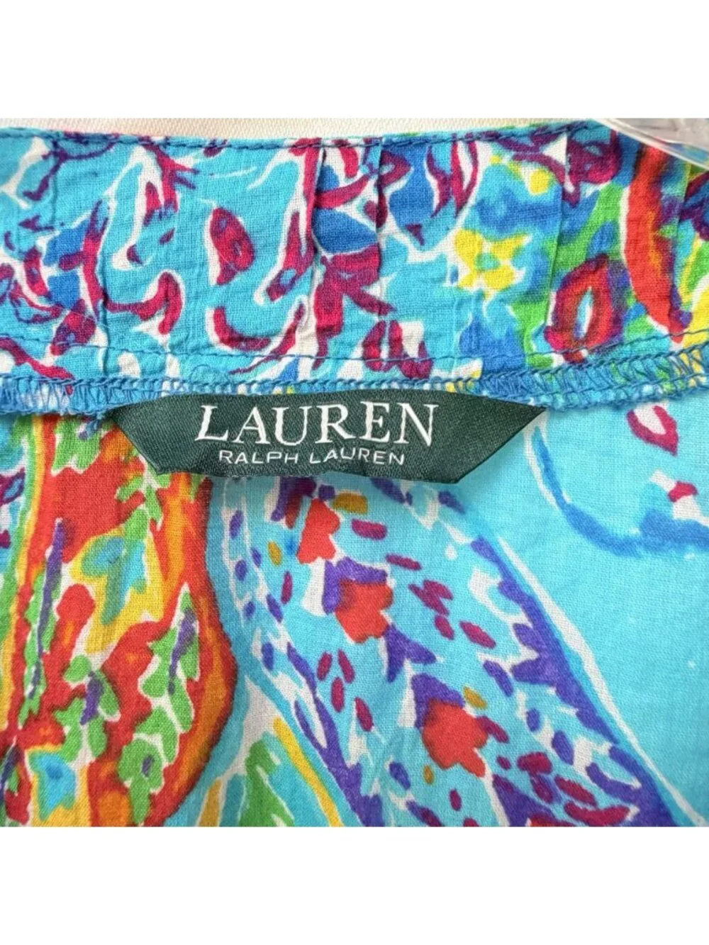 Ralph Lauren Dress Women's Large Beach Swim Cover Colorful Blue Summer Coastal